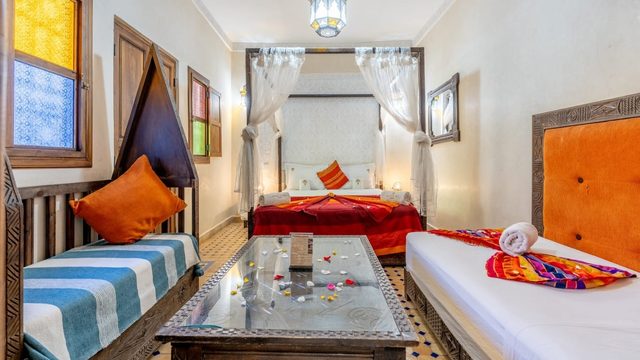 Traditional Moroccan riad bedroom